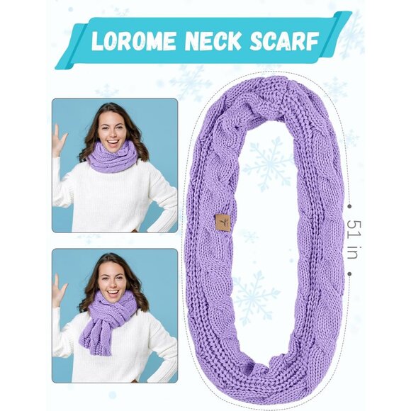 Women  Violet Knit Beanie Hat, Gloves, Scarf & Ear Warmer Set - Winter - Picture 4 of 6